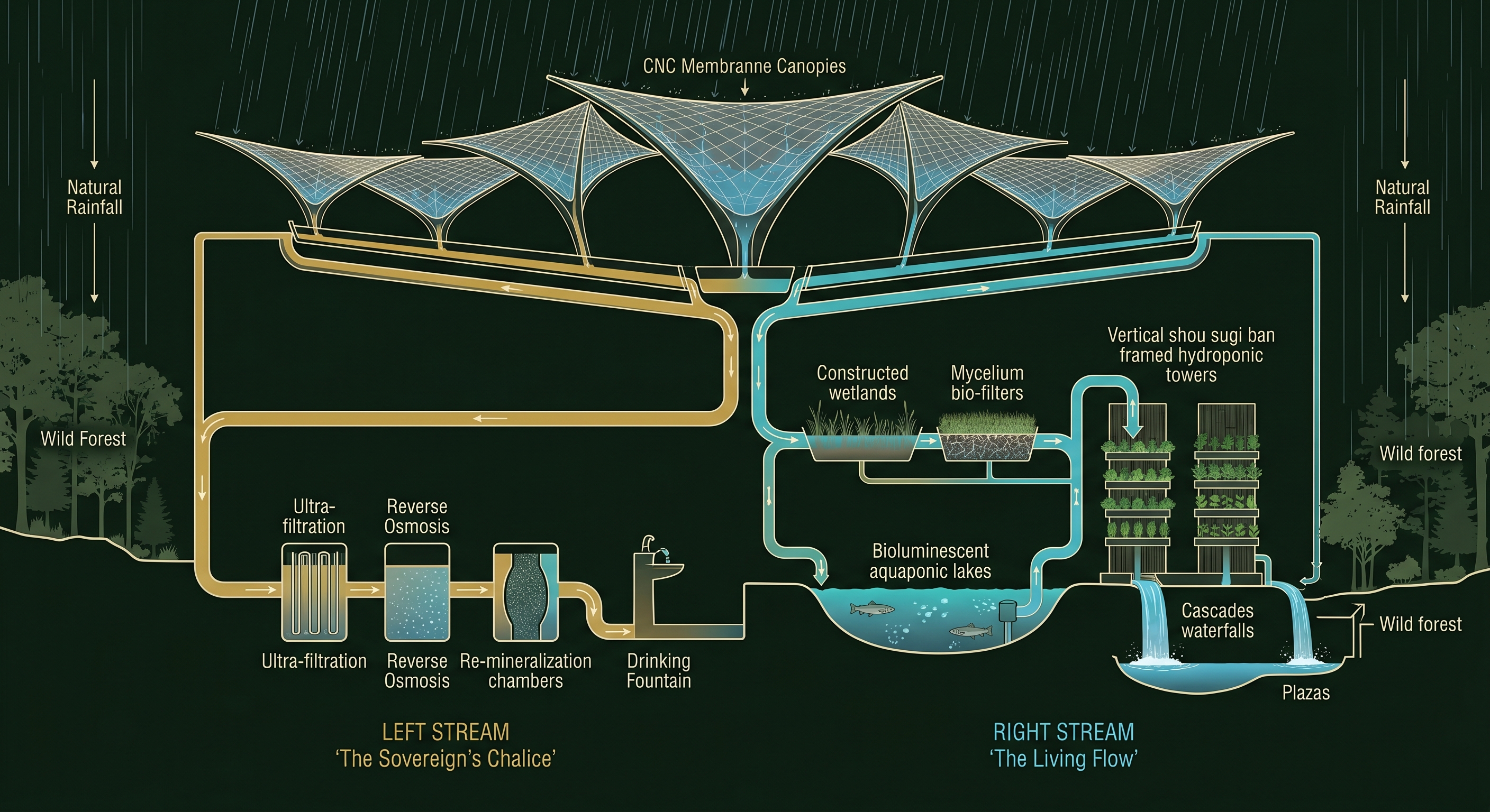 OmniLand Dual-Stream Hydrological Cycle
