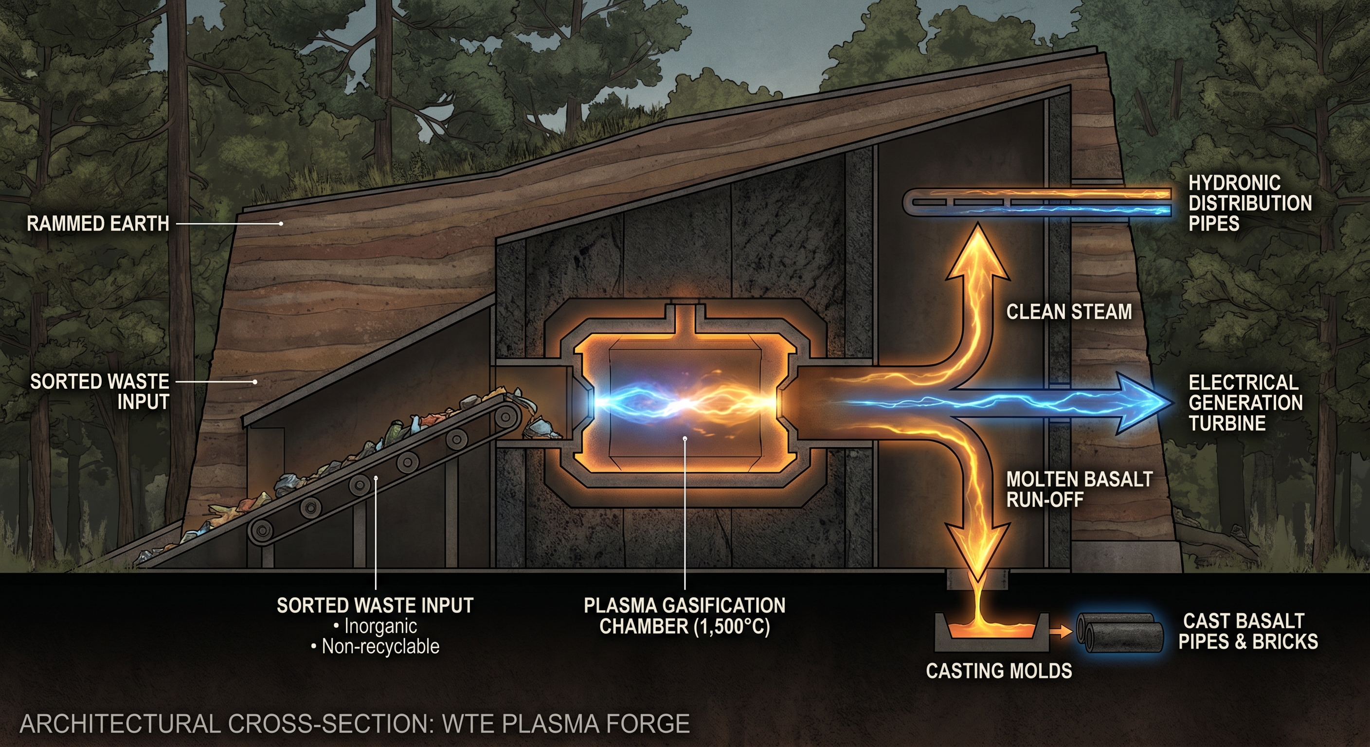 WTE Plasma Forge — Architectural Cross-Section